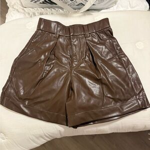 Abercrombie & Fitch High Waist Brown Leather Shorts